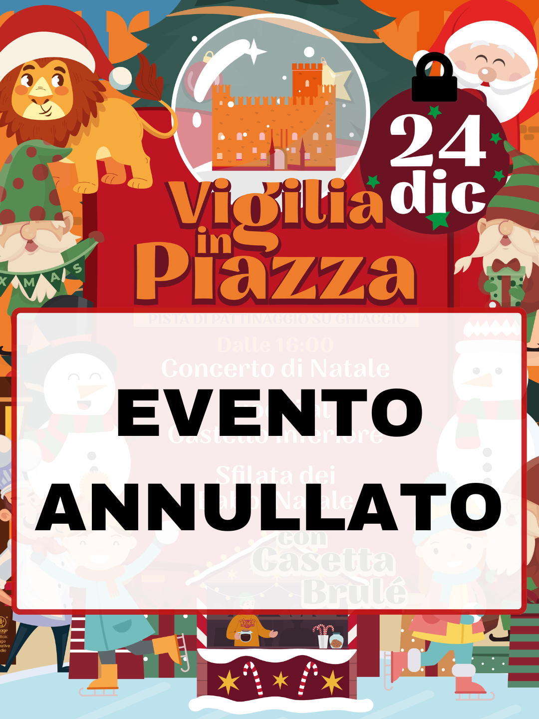 COMUNICAZIONE IMPORTANTE<br />
<br />
<strong>L'Associazione Pro Marostica, con grande dispiacere, informa che gli eventi previsti per la Vigilia di Natale sono stati annullati a causa delle avverse previsioni meteo.</strong><br />
<br />
&nbsp;