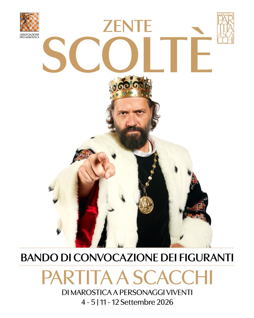 L&rsquo;Associazione Pro Marostica invita cittadini e cittadine a <strong>partecipare come figuranti</strong> alla nuova edizione della storica Partita a Scacchi di Marostica a Personaggi Viventi.